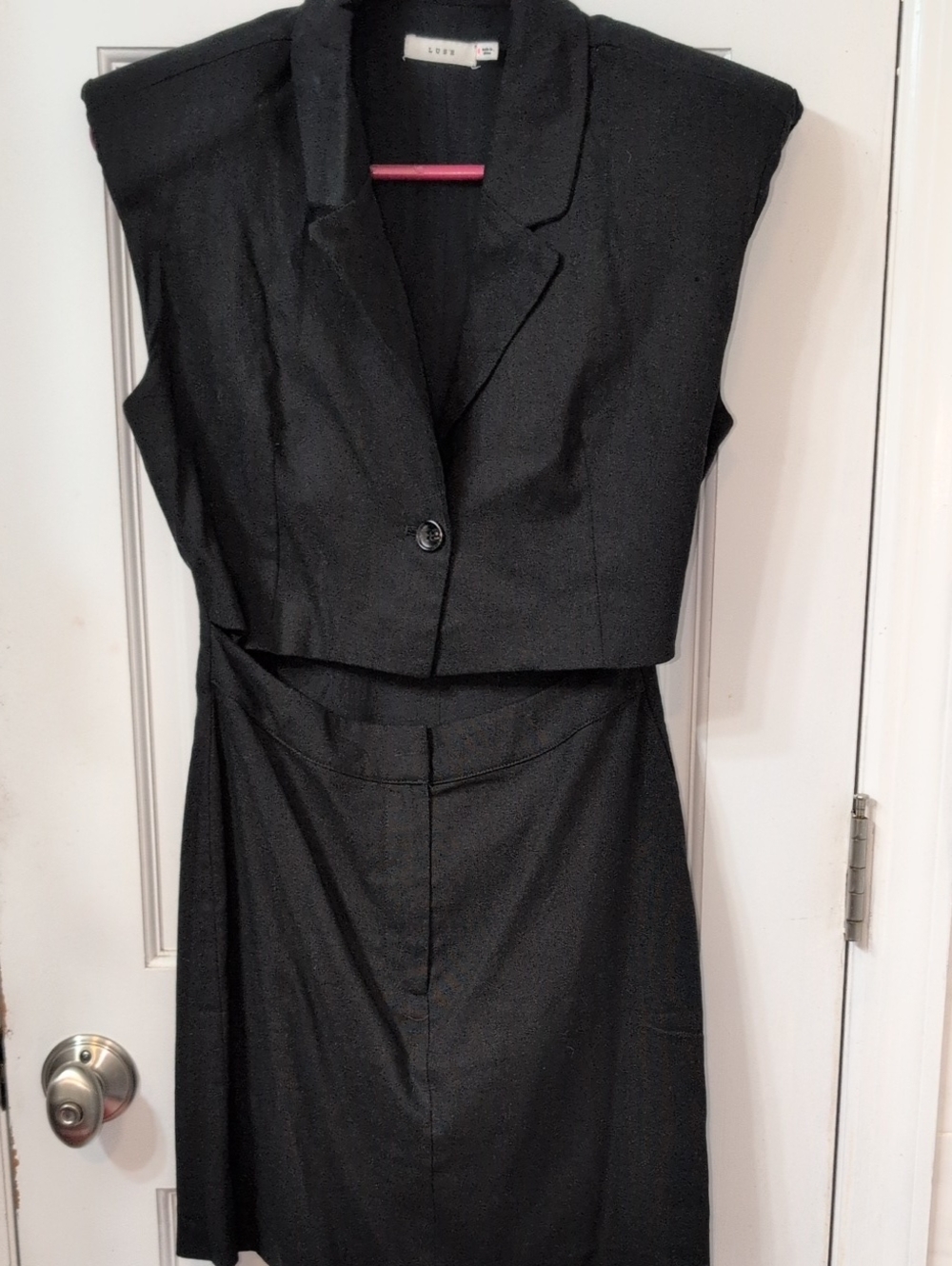LUSH Black Sleeveless Blazer Dress with Single-Button Front